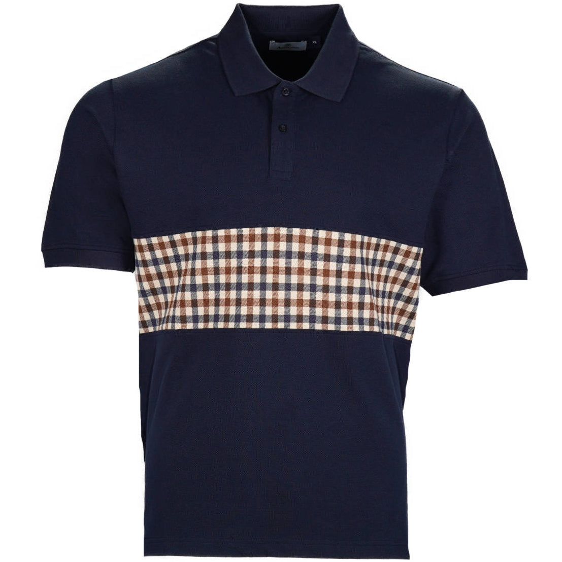 Aquascutum Active Club Check Band Polo Shirt Navy Adaptor Clothing