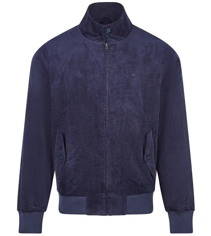 Merc London Corduroy Harrington Jacket Navy Blue