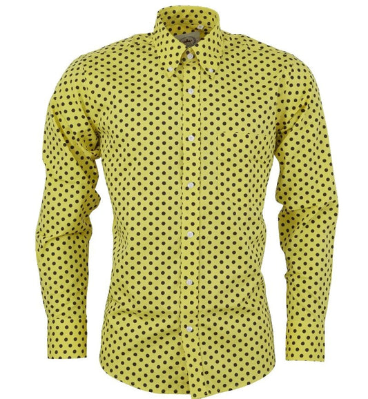 Relco Polka Dot Long Sleeve Shirt Yellow