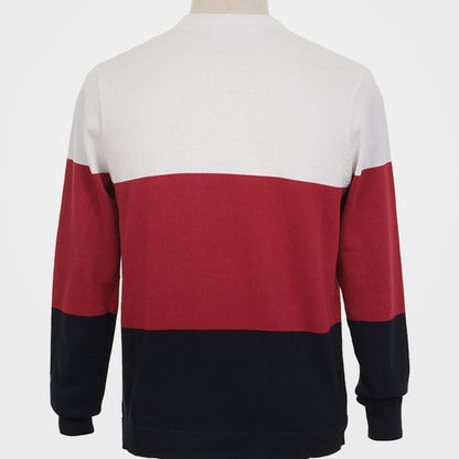 Art Gallery Fine Gauge Knit Colour Block Crew Neck Red White Blue