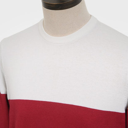 Art Gallery Fine Gauge Knit Colour Block Crew Neck Red White Blue