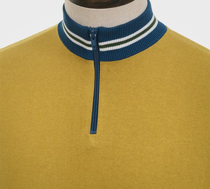 Art Gallery Fine Gauge Knit Tipped Cycling Top Mustard