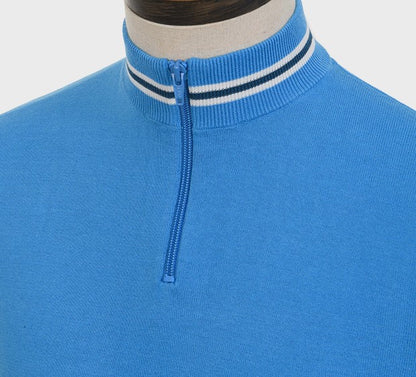 Art Gallery Fine Gauge Knit Tipped Cycling Top Bright Blue