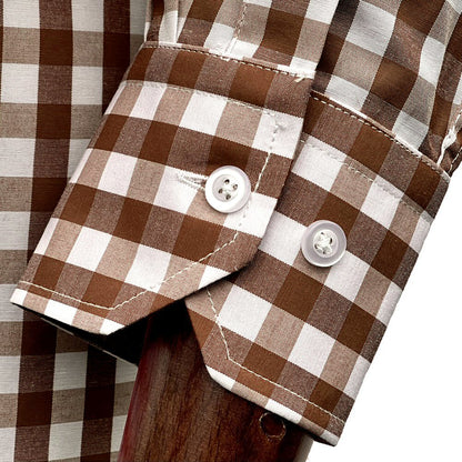 Adaptor Clothing Gingham Long Sleeve Button Down Shirt Brown