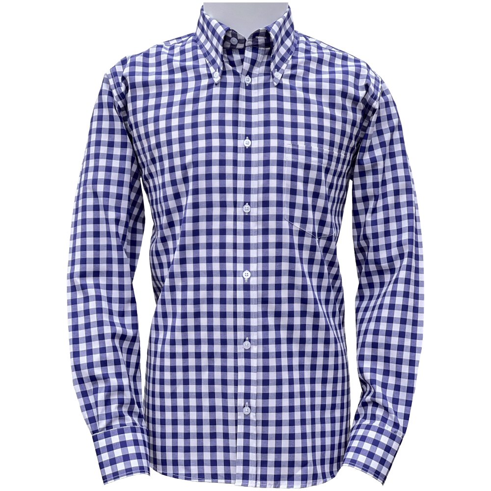 Adaptor Clothing Gingham Long Sleeve Button Down Shirt Navy