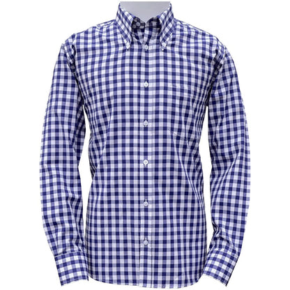 Adaptor Clothing Gingham Long Sleeve Button Down Shirt Navy