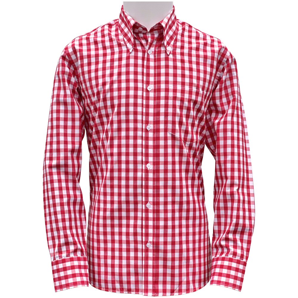 Adaptor Clothing Gingham Long Sleeve Button Down Shirt Red