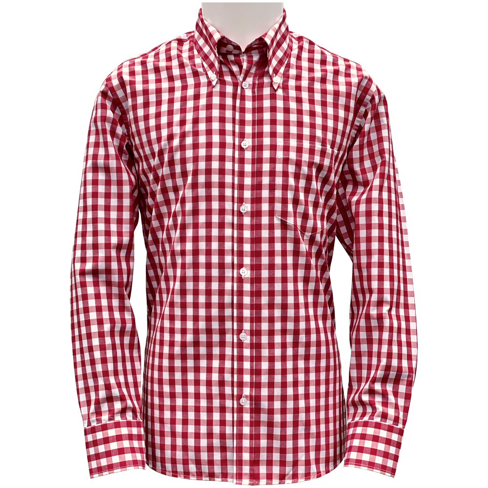 Adaptor Clothing Gingham Long Sleeve Button Down Shirt Wine