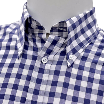 Adaptor Clothing Gingham Short Sleeve Button Down Shirt Navy