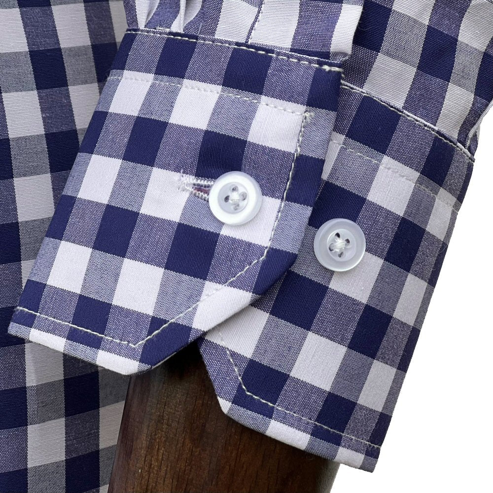 Adaptor Clothing Gingham Long Sleeve Button Down Shirt Navy