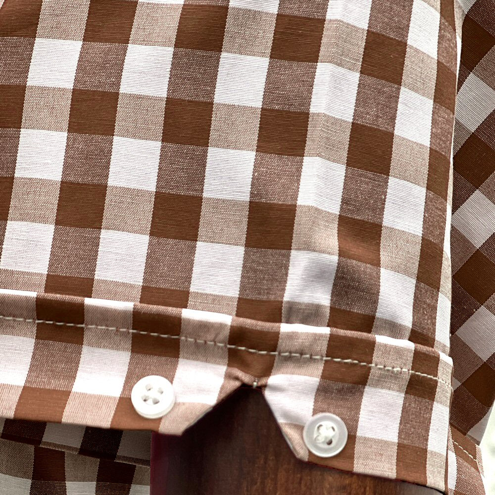 Adaptor Clothing Gingham Short Sleeve Button Down Shirt Brown