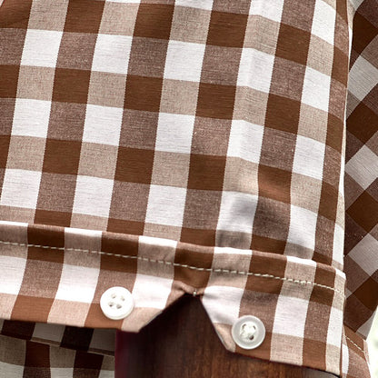 Adaptor Clothing Gingham Short Sleeve Button Down Shirt Brown