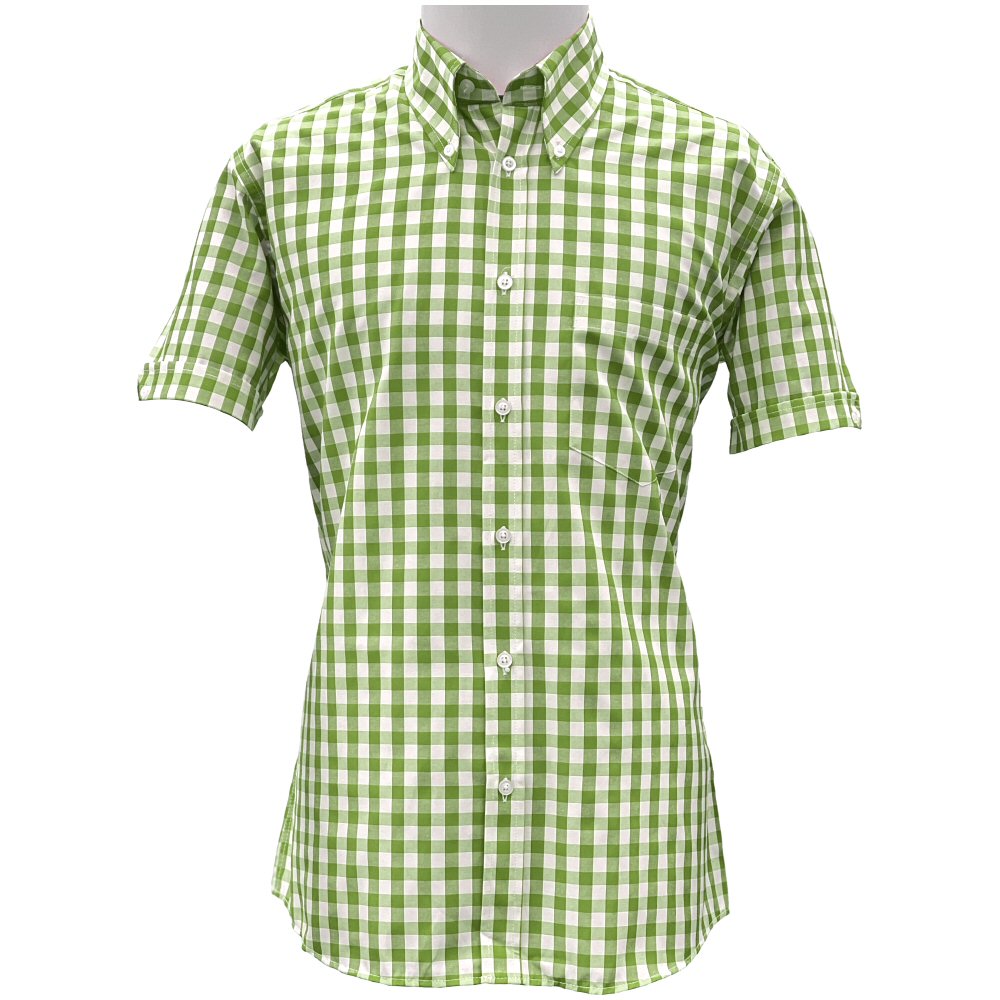 Adaptor Clothing Gingham Short Sleeve Button Down Shirt Moss