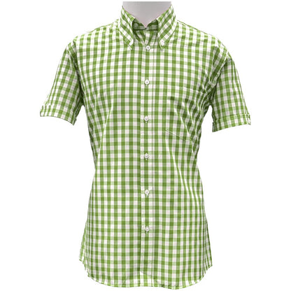 Adaptor Clothing Gingham Short Sleeve Button Down Shirt Moss