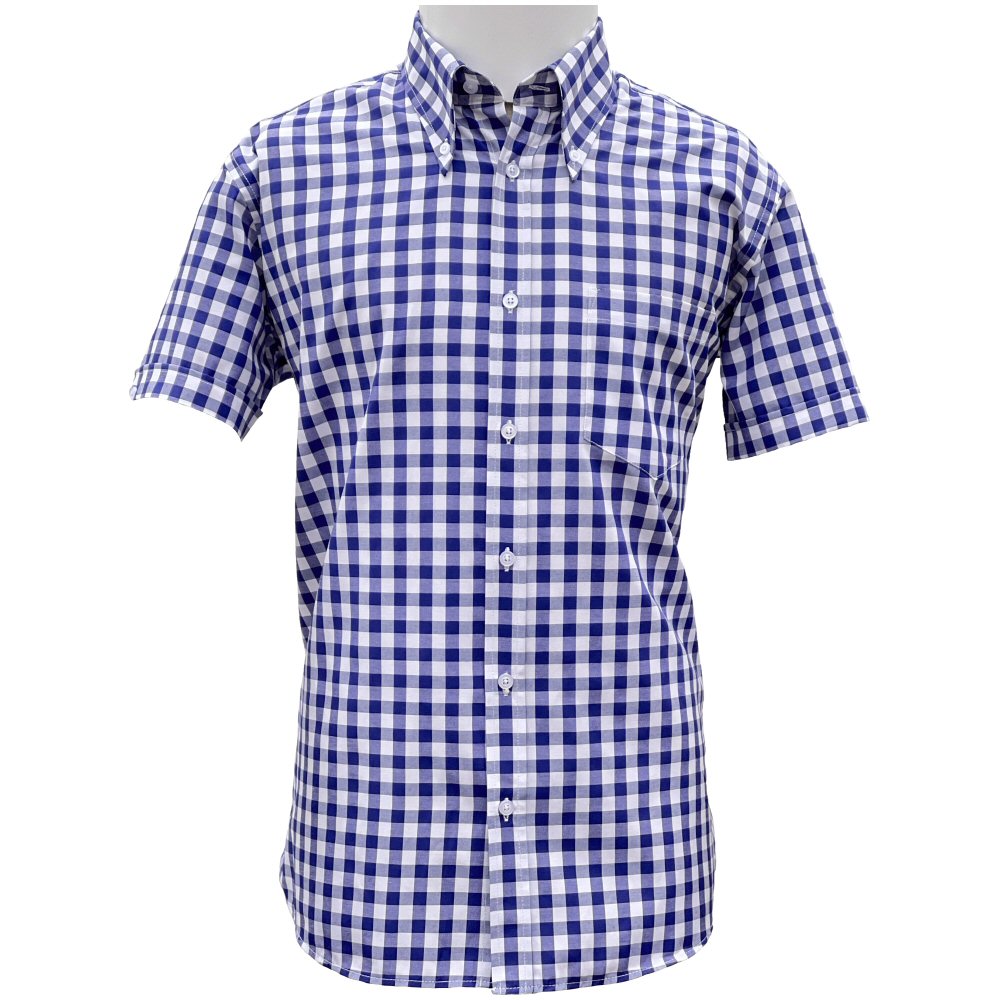 Adaptor Clothing Gingham Short Sleeve Button Down Shirt Navy