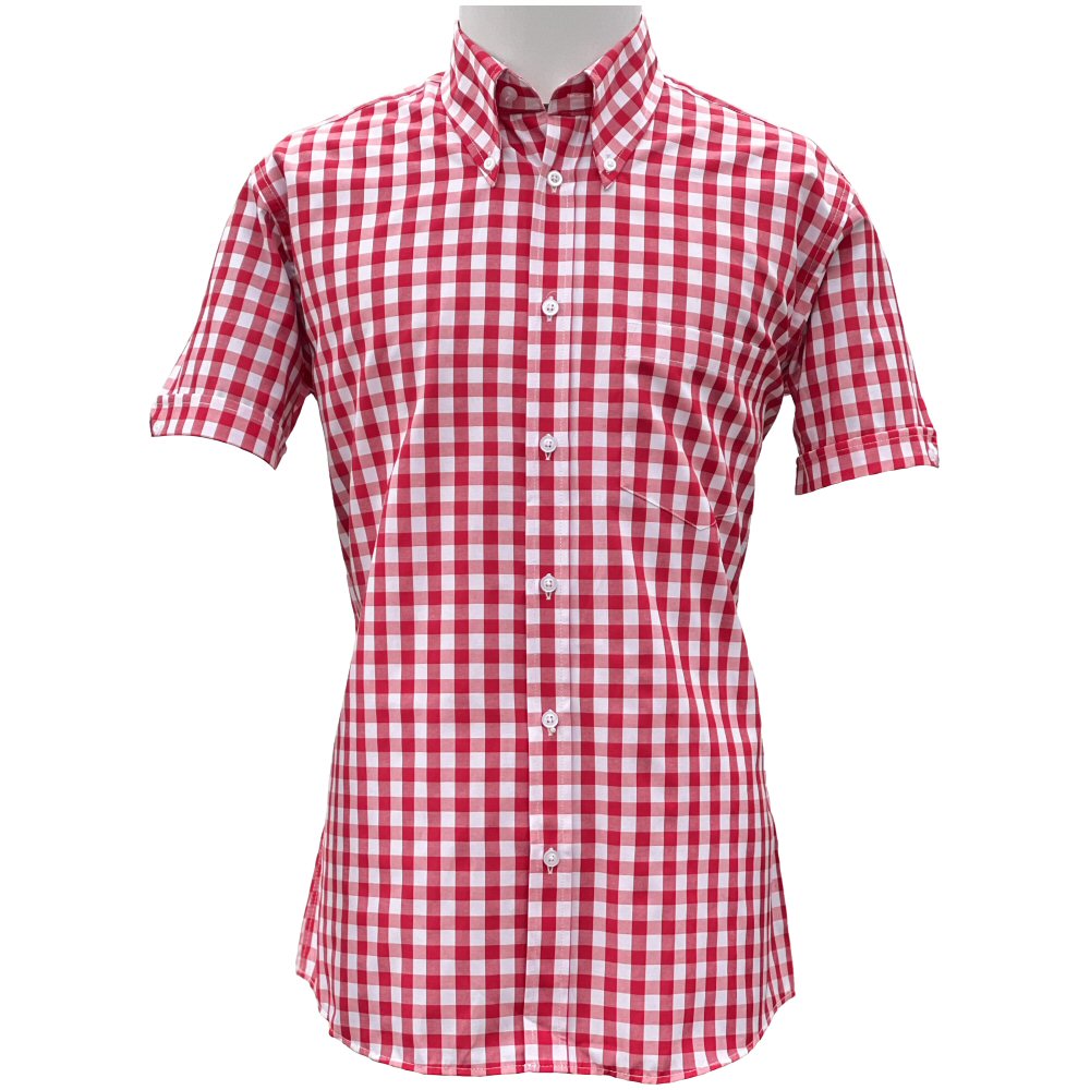 Adaptor Clothing Gingham Short Sleeve Button Down Shirt Red