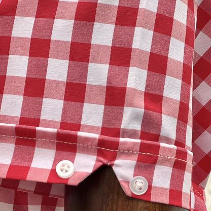 Adaptor Clothing Gingham Short Sleeve Button Down Shirt Red