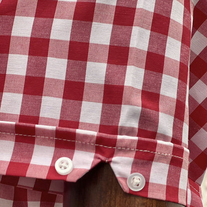 Adaptor Clothing Gingham Short Sleeve Button Down Shirt Wine