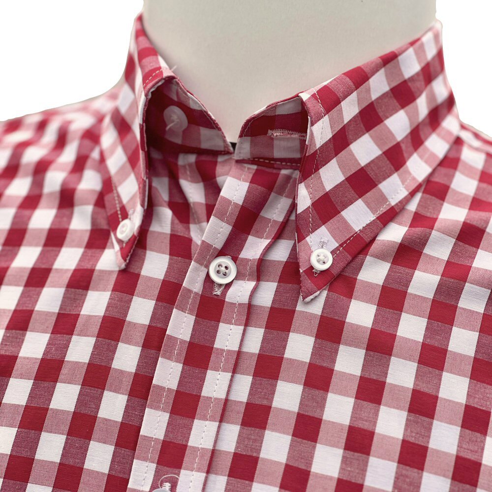 Adaptor Clothing Gingham Short Sleeve Button Down Shirt Wine