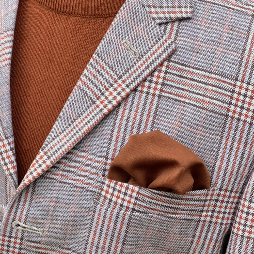 Adaptor Clothing 3 Button POW Plaid Check Jacket Fawn