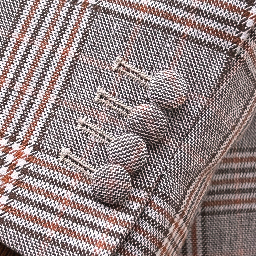 Adaptor Clothing 3 Button POW Plaid Check Jacket Fawn