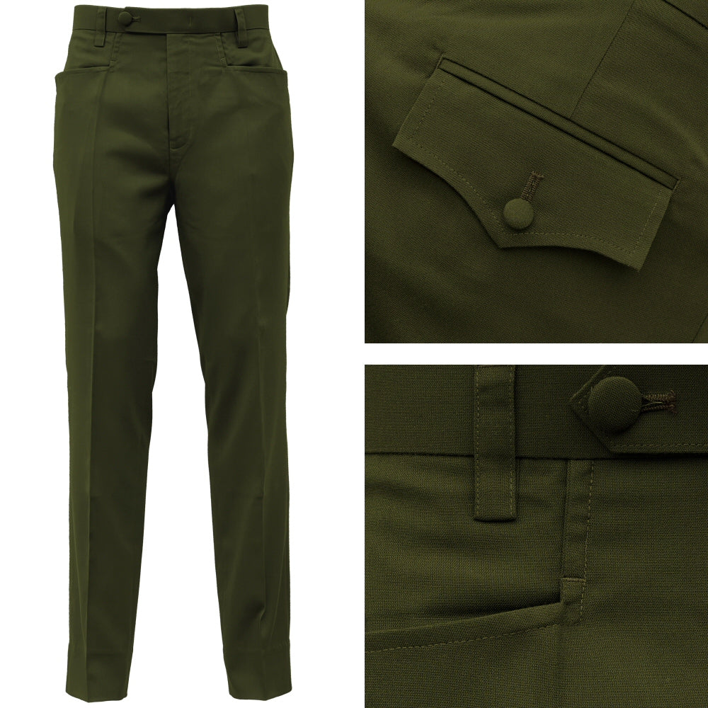 Adaptor Clothing Frogmouth Pocket Texture Plain Trouser Olive Green