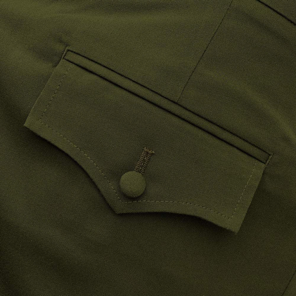 Adaptor Clothing Frogmouth Pocket Texture Plain Trouser Olive Green