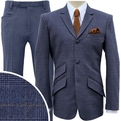 Adaptor Clothing Mod 3 Button Overcheck Suit Navy