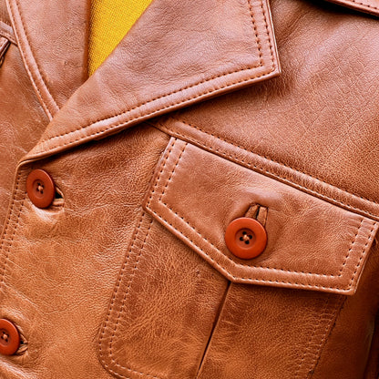 Adaptor Clothing Buttersoft Leather Safari Jacket Aged Tan