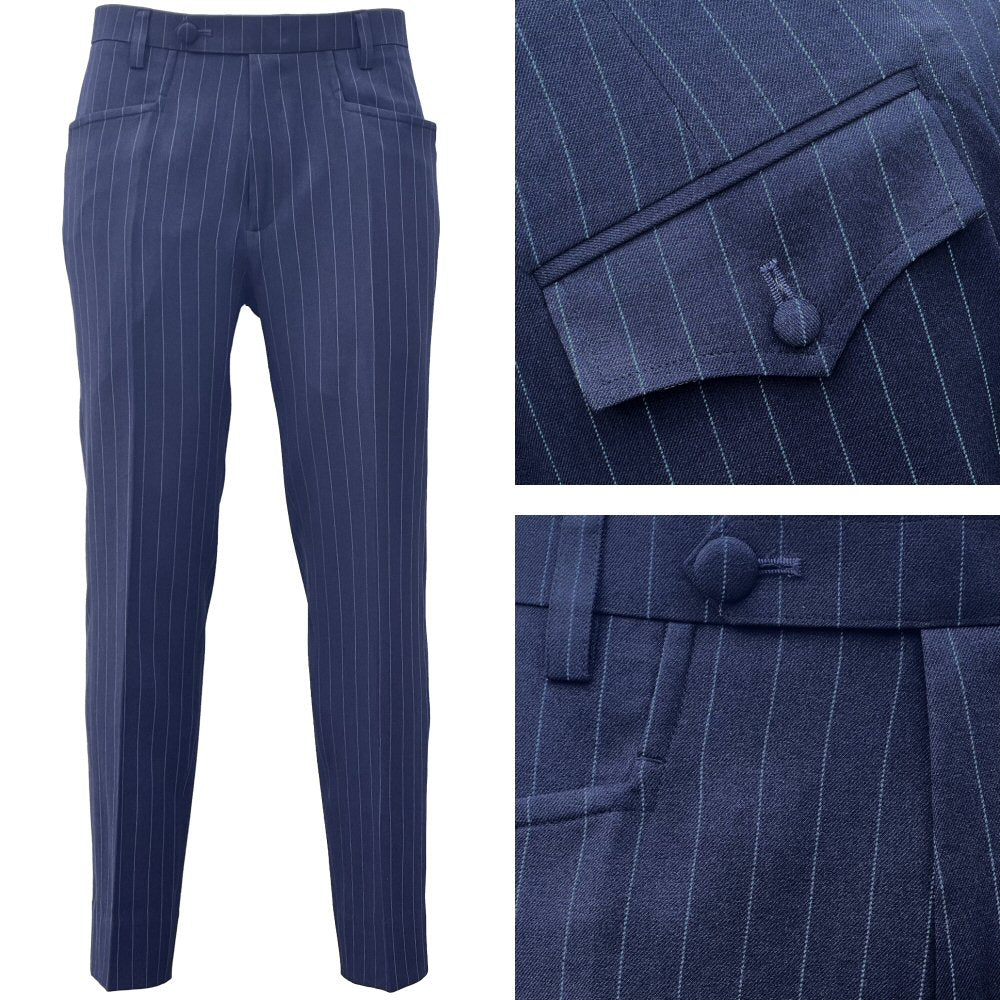 Adaptor Clothing Frogmouth Pocket Pinstripe Trouser Navy