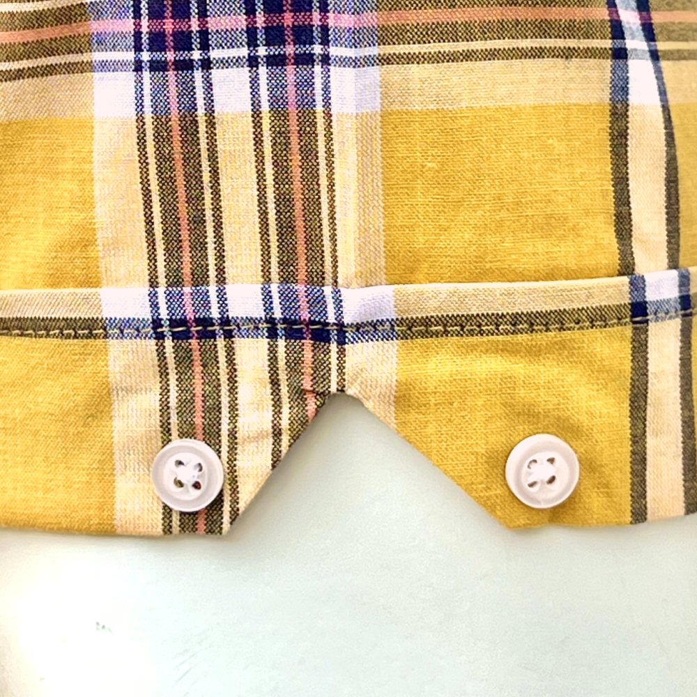 Adaptor Clothing Windowpane Short Sleeve Check Shirt Mustard