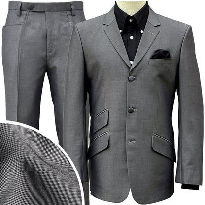 Adaptor Clothing Mod 3 Button Plain Tonic Suit Charcoal