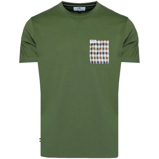 Aquascutum Active Club Check Pocket Plain T-Shirt Army