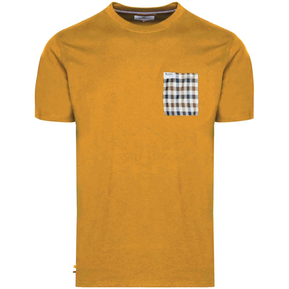 Aquascutum Active Club Check Pocket Plain T-Shirt Mustard