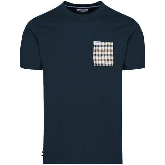 Aquascutum Active Club Check Pocket Plain T-Shirt Navy