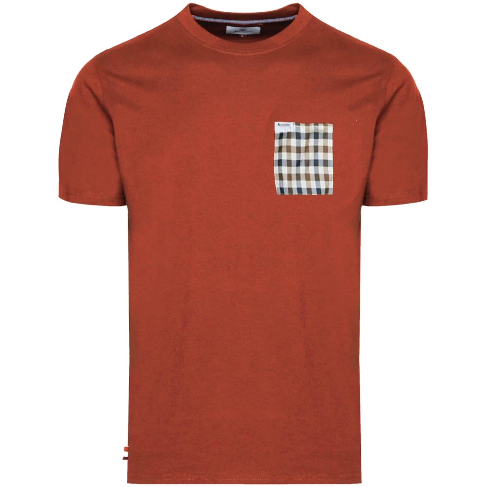 Aquascutum Active Club Check Pocket Plain T-Shirt Rust