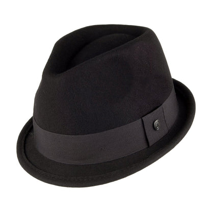 Crushable Wool Felt Stingy Brim Pork Pie Trilby Hat Black