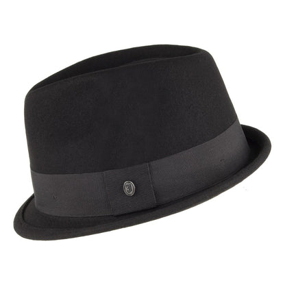 Crushable Wool Felt Stingy Brim Pork Pie Trilby Hat Black