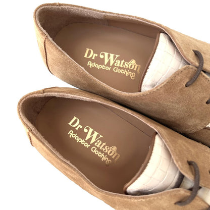 Dr Watson x Adaptor Handmade Leather / Suede Chequemate Shoe Sand