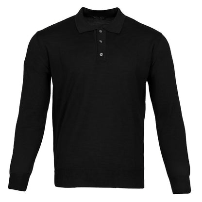 Franco Ponti Made in Italy Merino Wool Fine Gauge Knit POLO Black