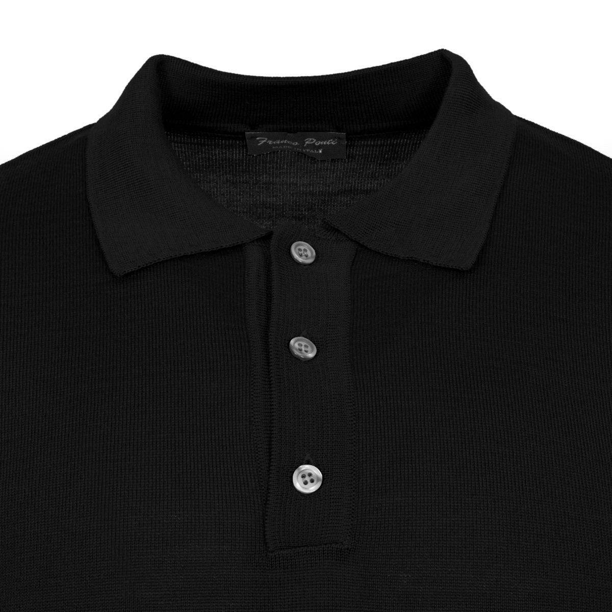 Franco Ponti Made in Italy Merino Wool Fine Gauge Knit POLO Black