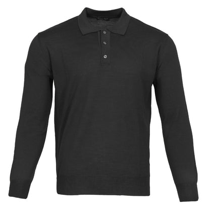 Franco Ponti Made in Italy Merino Wool Fine Gauge Knit POLO Charcoal