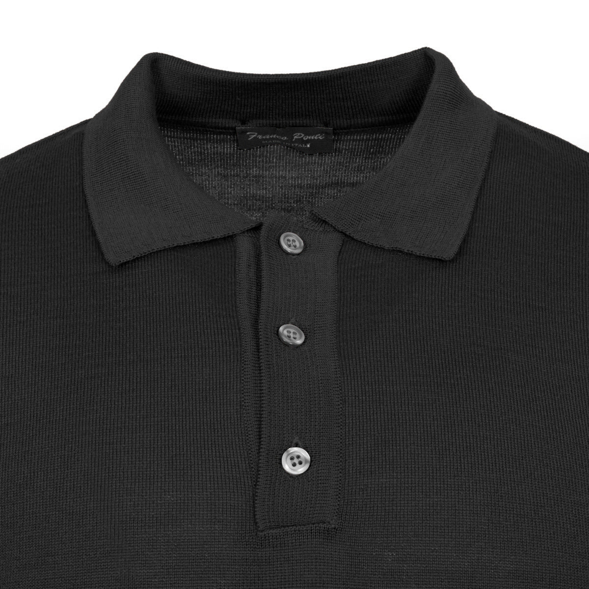 Franco Ponti Made in Italy Merino Wool Fine Gauge Knit POLO Charcoal