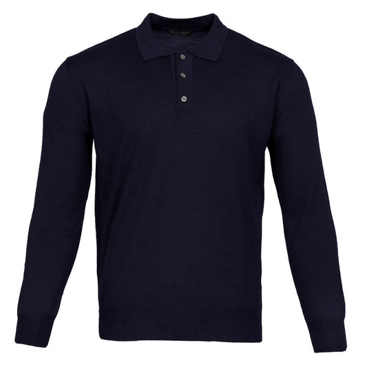 Franco Ponti Made in Italy Merino Wool Fine Gauge Knit POLO Navy