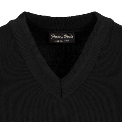 Franco Ponti Made in Italy Merino Wool V-Neck SLIPOVER Black