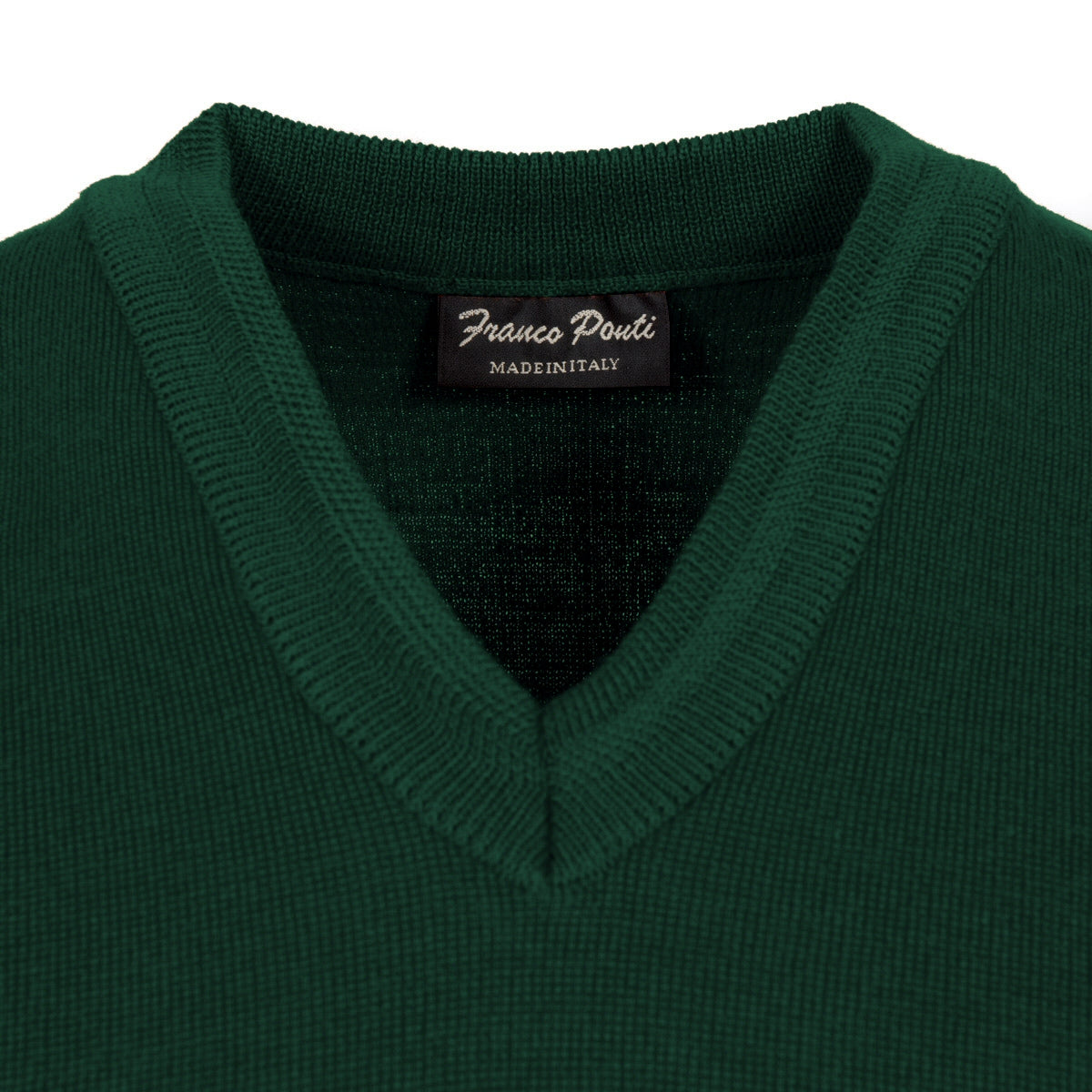 Franco Ponti Made in Italy Merino Wool V-Neck SLIPOVER Green