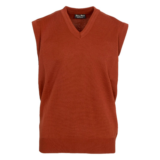 Franco Ponti Made in Italy Merino Wool V-Neck SLIPOVER Rust