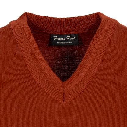 Franco Ponti Made in Italy Merino Wool V-Neck SLIPOVER Rust