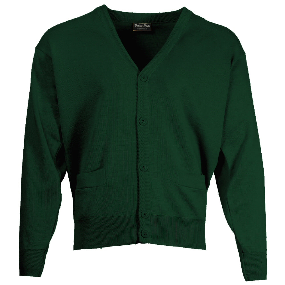 Franco Ponti Made in Italy Merino Wool Button-Thru CARDIGAN Green