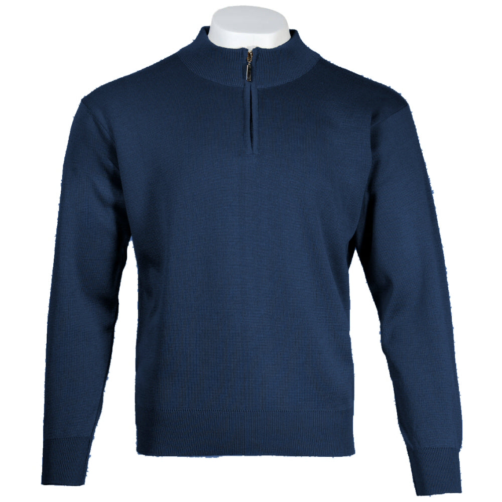 Franco Ponti Made in Italy Merino Wool FUNNEL Neck Jumper Blue